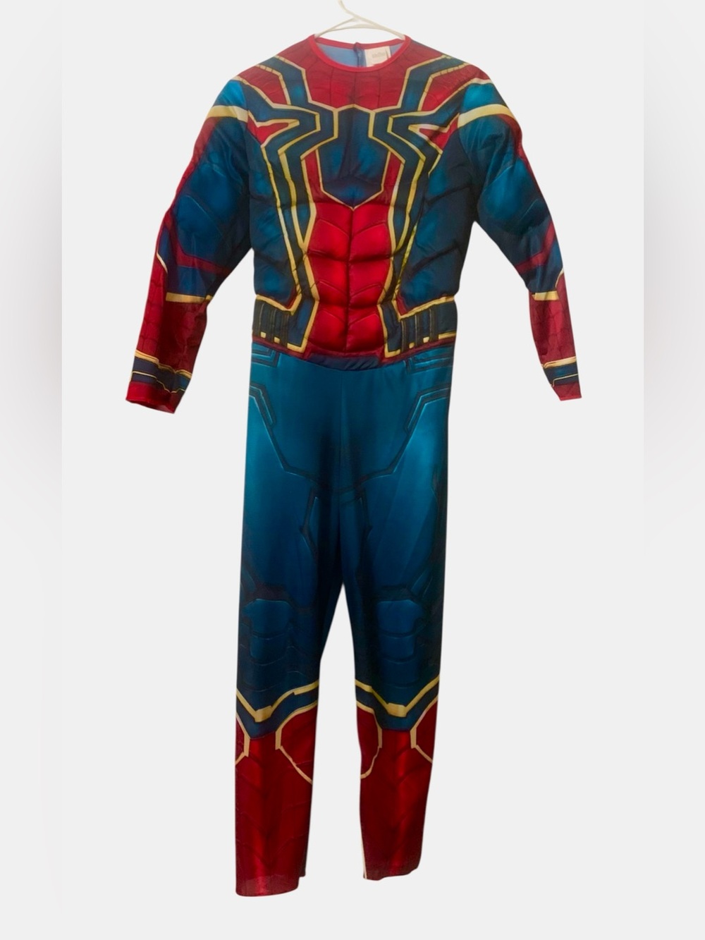Marvel Spiderman Blue and Red Superhero Muscle Costume with Gold Accents